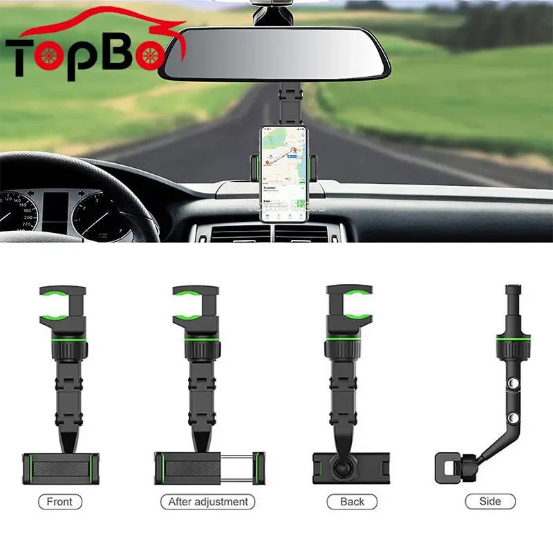 

New Adjustable Phone Holder 360 Degree Rotatable Auto Rearview Mirror Seat Hanging Clip Bracket Lazy Car Phone Holder
