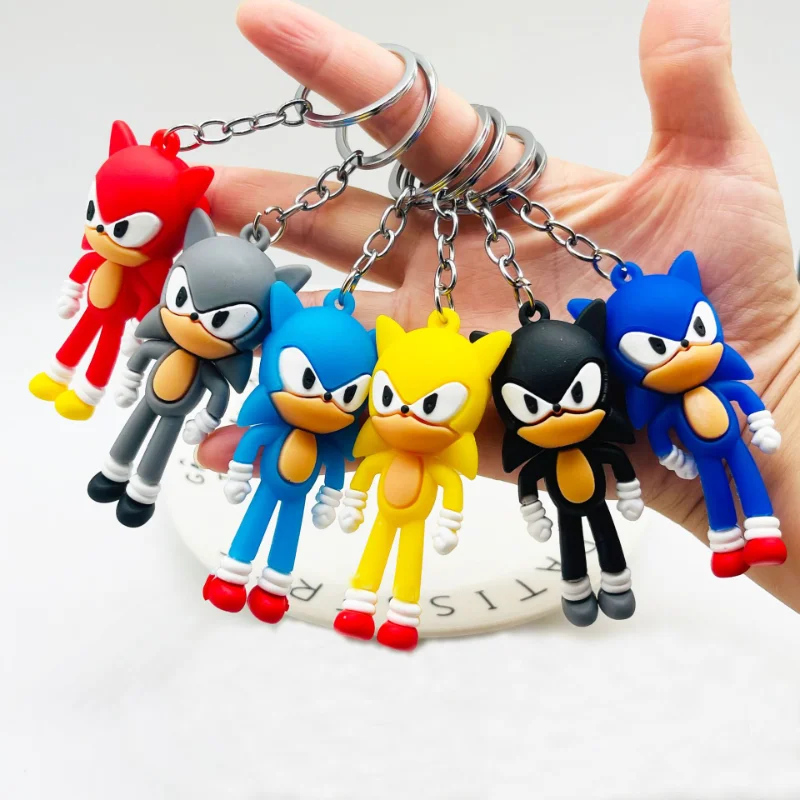 

New Cartoon Doll Key Chain Sonic Knuckles Shadow Silver Amy Rose High-value Fashion Creative Cute Anime Couple Bag Pendant Gift