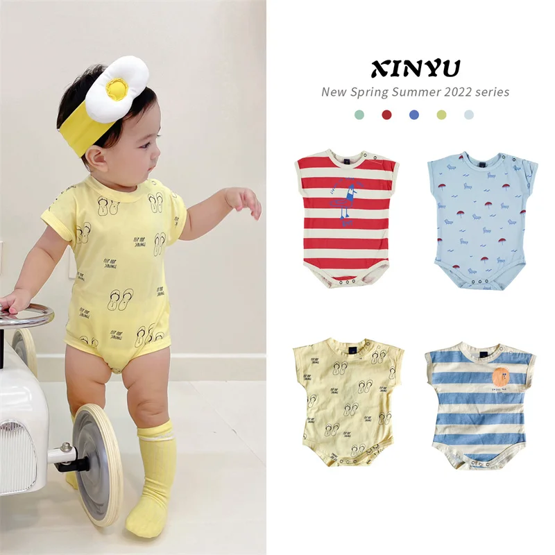 

Baby Summer Rompers Newborn Cotton Bodysuits New Born Girls Boys Printed One Piece Pajamas Infant Indoor Clothes