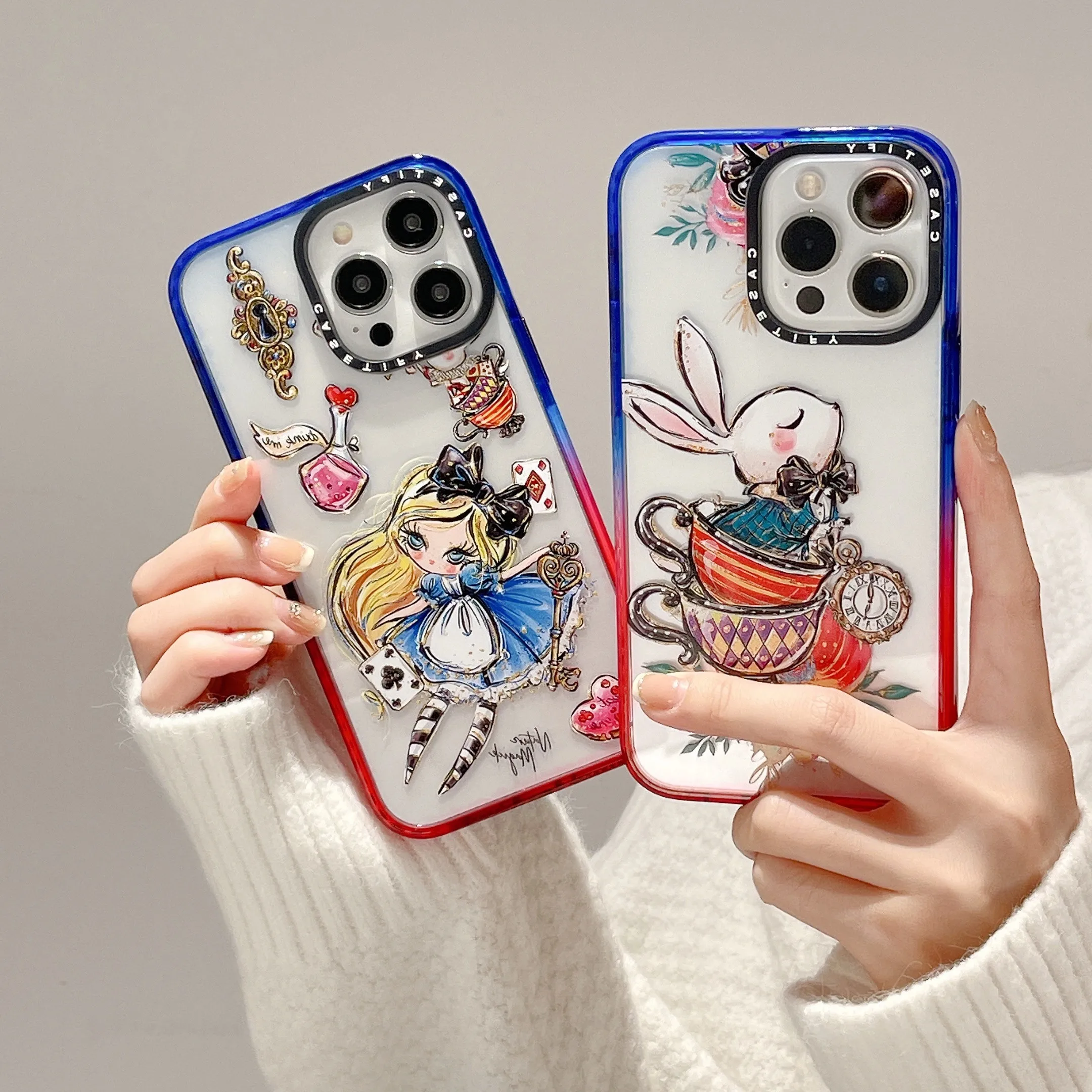 

Casetify Alices Littles Rabbits Phone Case for Iphone 11 12 13 14 Pro Max Plus SE 2020 Fashion Cartoon All-inclusive Anti-fall