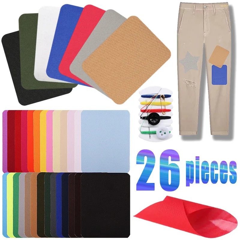 

26 шт. разноцветная прямоугольная вышитая нашивка из джинсовой ткани саржевая нашивка тканевая клейкая наклейка для искусственных школьных...