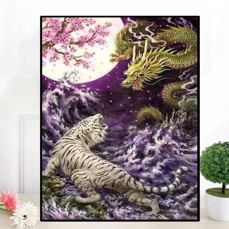 

Сделай Сам 5D алмазная роспись дракона Тигр животные полная фотография Настенная Наклейка декоративная подвеска для дома