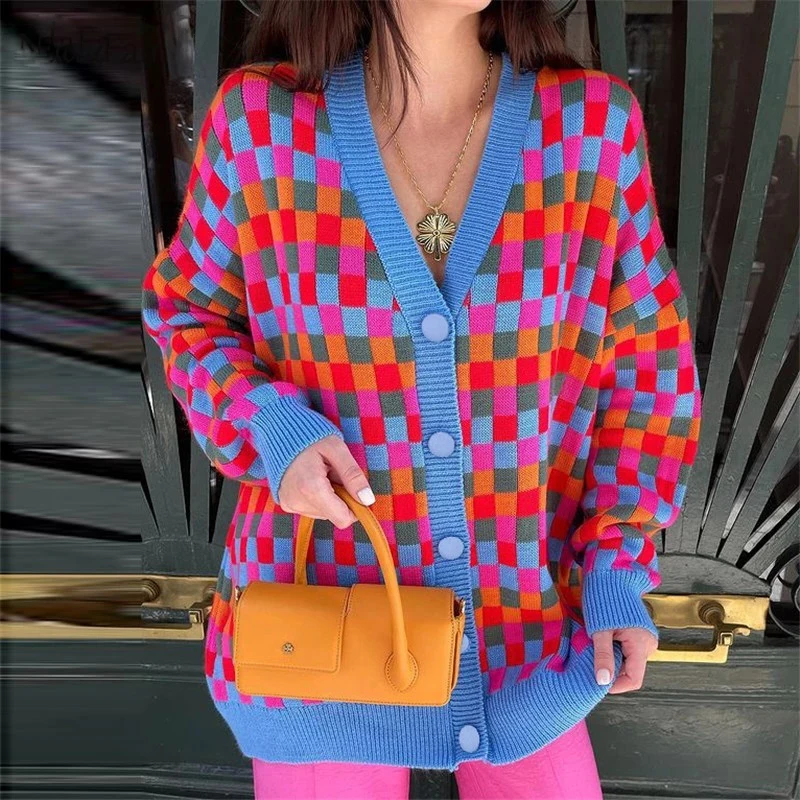 Кардиган женский с милым рисунком Модный зимний свитер Свободный Повседневный