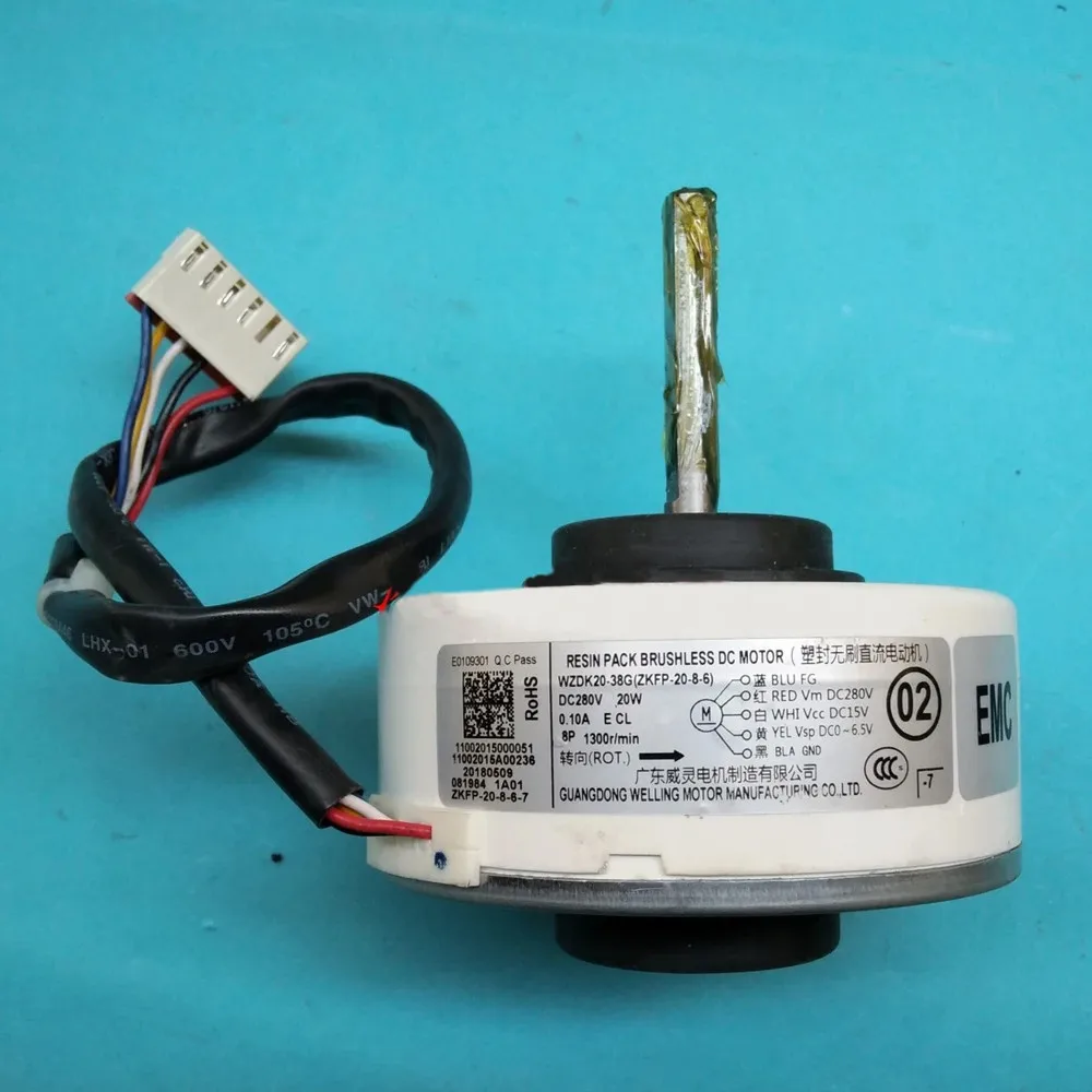 20 Вт WZDK20-38G(ZKFP-20-8-6) Двигатель вентилятора кондиционера Хорошая работа 13 Вт WZDK13-38G-1(RD-310-13-8) Бесщеточный двигатель вентилятора постоянного тока