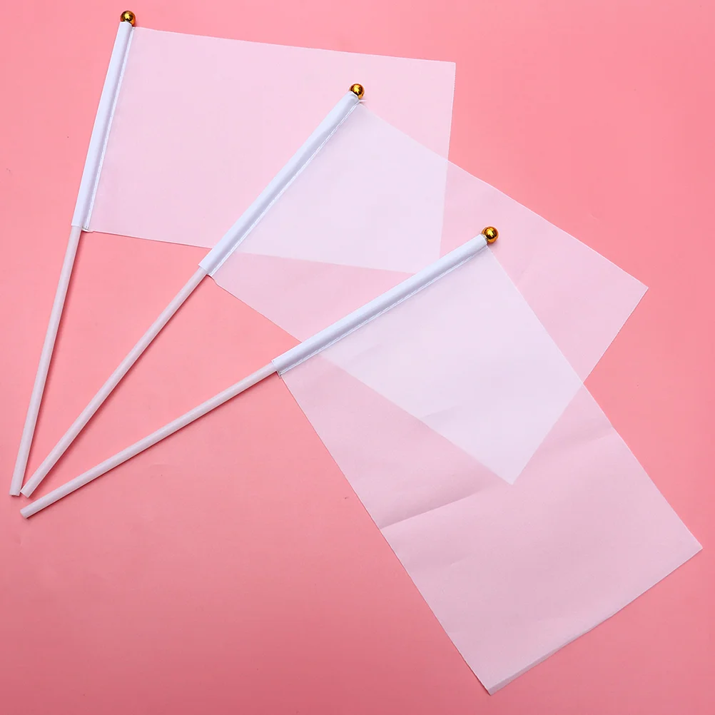 

48 PCS Custom Banner White Flags Mini Flag Pole DIY Flags Stick Blank Flags Decorate White Flag Marking Flags Custom Flag