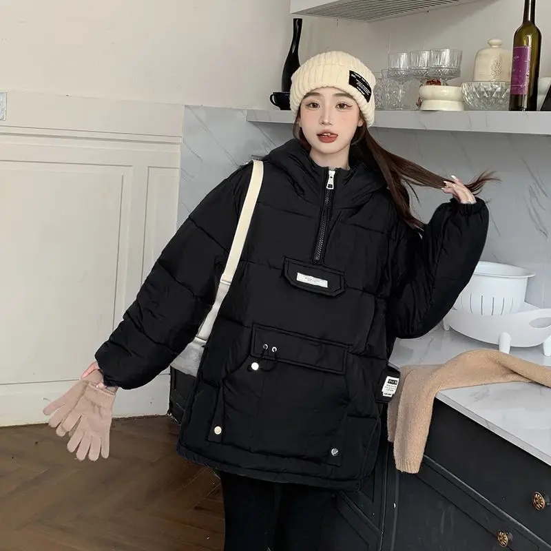 Winter Coat for Women Jackets Hooded Cotton Padded Coats Korean Fashion Loose PulloverDown Cotton Bakery Coat Oversize New