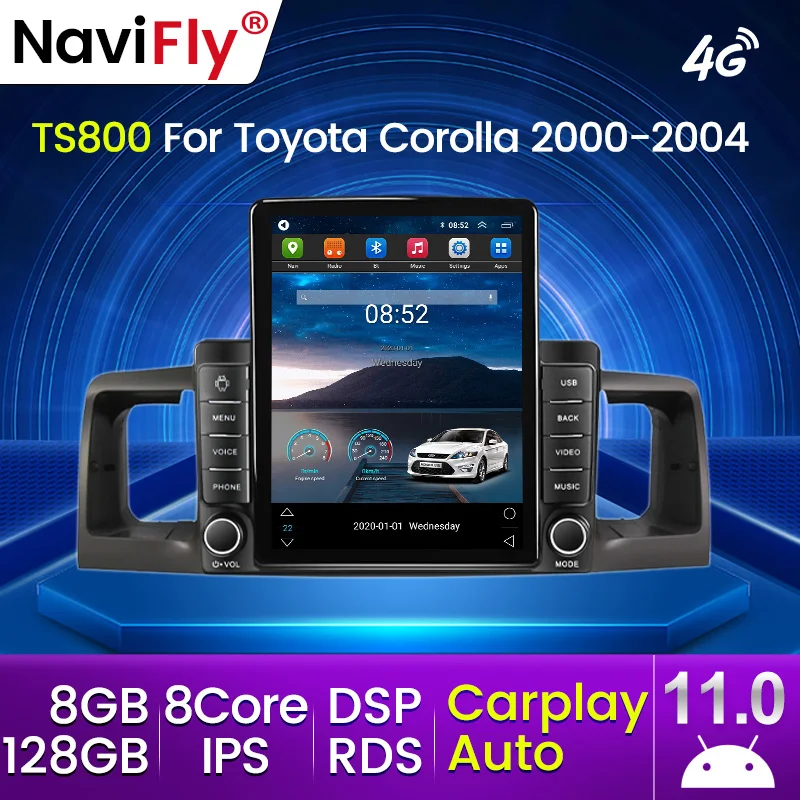 Android 11 Carplay 4G LTE для Tesla вертикальное автомобильное радио Видео Аудио Toyota Corolla E130 E120