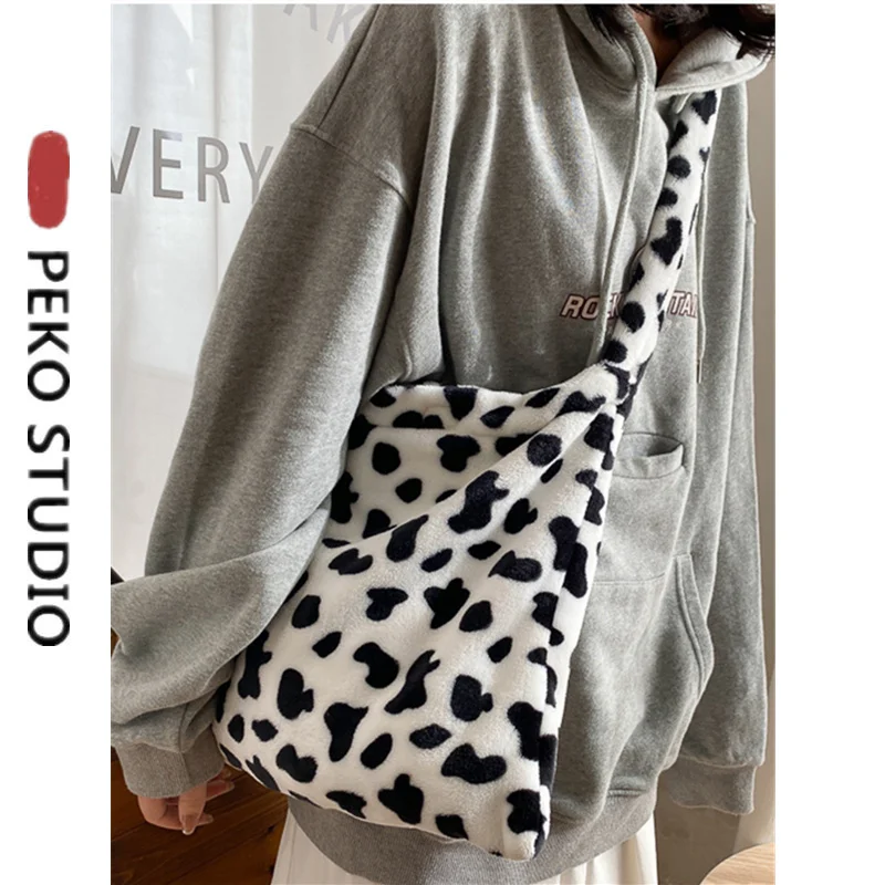 

Elegant Design Cow Pattern Women Tote Handbags Casual Large Capacity Ladies Shoulder Bag Simple Fashion Female Messenger Bags