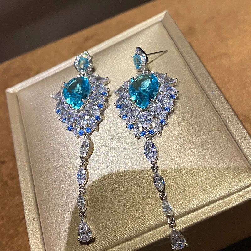 

Bilincolor Fashion Blue Long Earring for Women