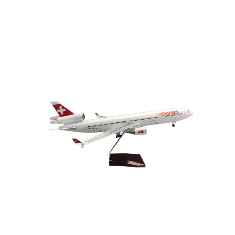 Модель самолета MD-11 Swiss Air, 47 см, со светом и колесами, статическая модель-имитация, украшение. (art.: 3920da2bfd242) - 3920da2bfd242