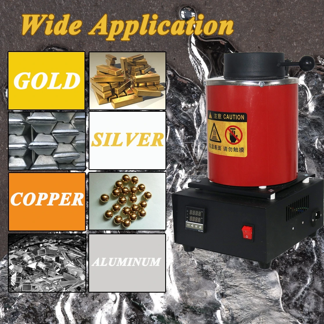 2kg Digital Electric Gold  Melting Furnace with Graphite Crucible for Melt Scrap, Silver, Gold, Copper,Refining Casting Furnace