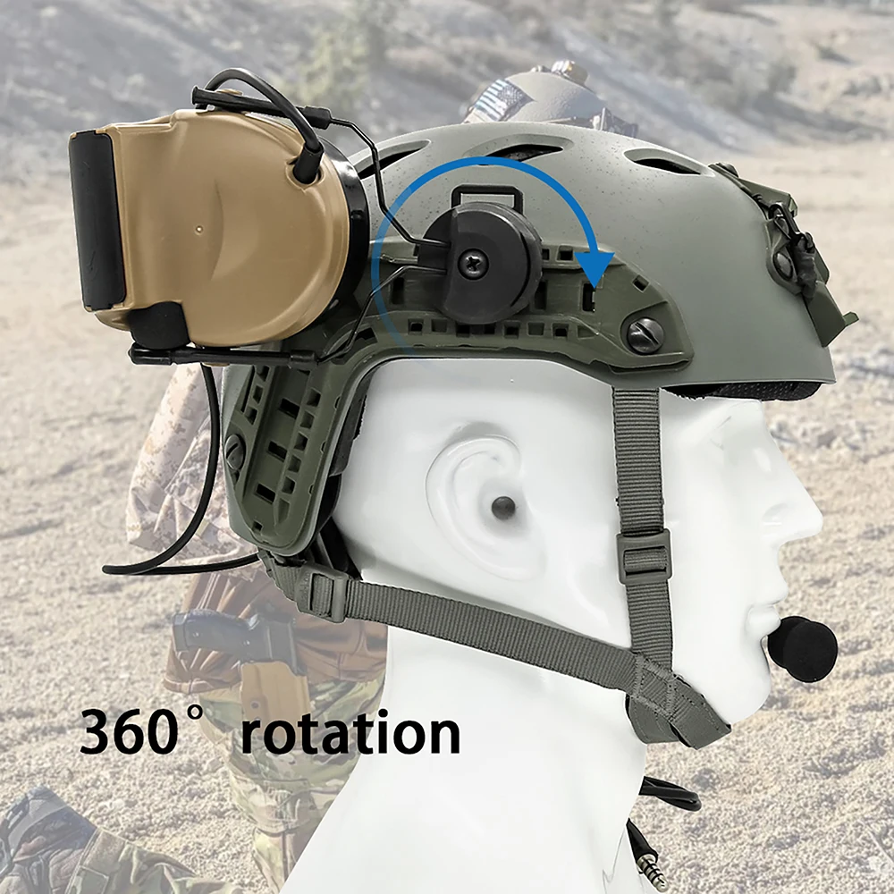 Hearangel Tactical Headset Comtac ii with ARC Rail Adapter Hearing Protection with Gel Ear Pads for Airsoft Sports&Kenwood PTT