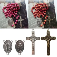 alloy crucifix cross pendants oval medal chinks rosary cross charms miraculous medal for rosary holy necklace diy