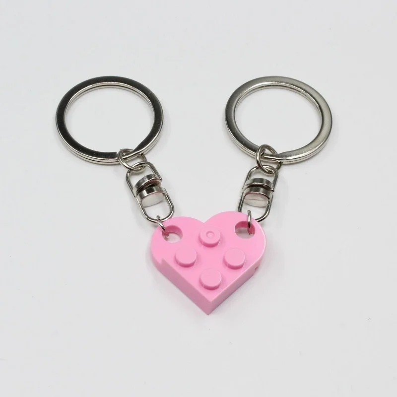 

Creative love heart-shaped brick car building block key chain detachable off-site memorial small objects backpack pendant