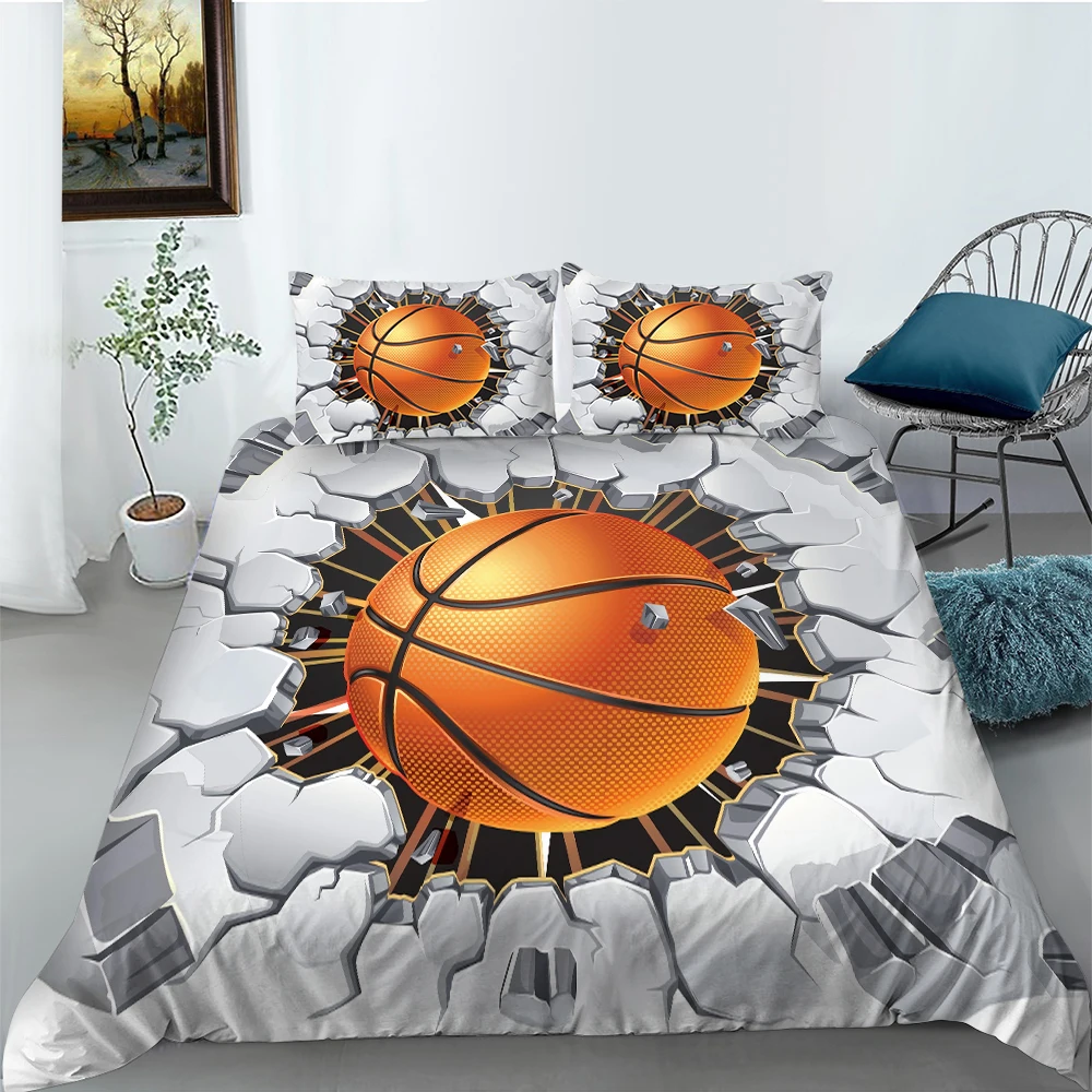 

Wholesale European Pattern Hot Sale Soft Bedding Set 3d Digital Basketball Printing 2/3pcs Duvet Cover Set ES/DE/EU/AU/US Size