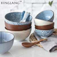 japanese classical ceramic blue and white kitchen rice bowl large ramen soup bowl spoon small tea tableware