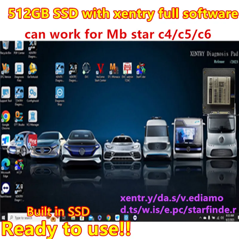 2023,06 программное обеспечение Xentry для MB STAR C4 DOIP C5 C6 VCI DOIP с 512 ГБ SSD Xentry das wis epc Starfinder EWA Vediamos DTS-Mo