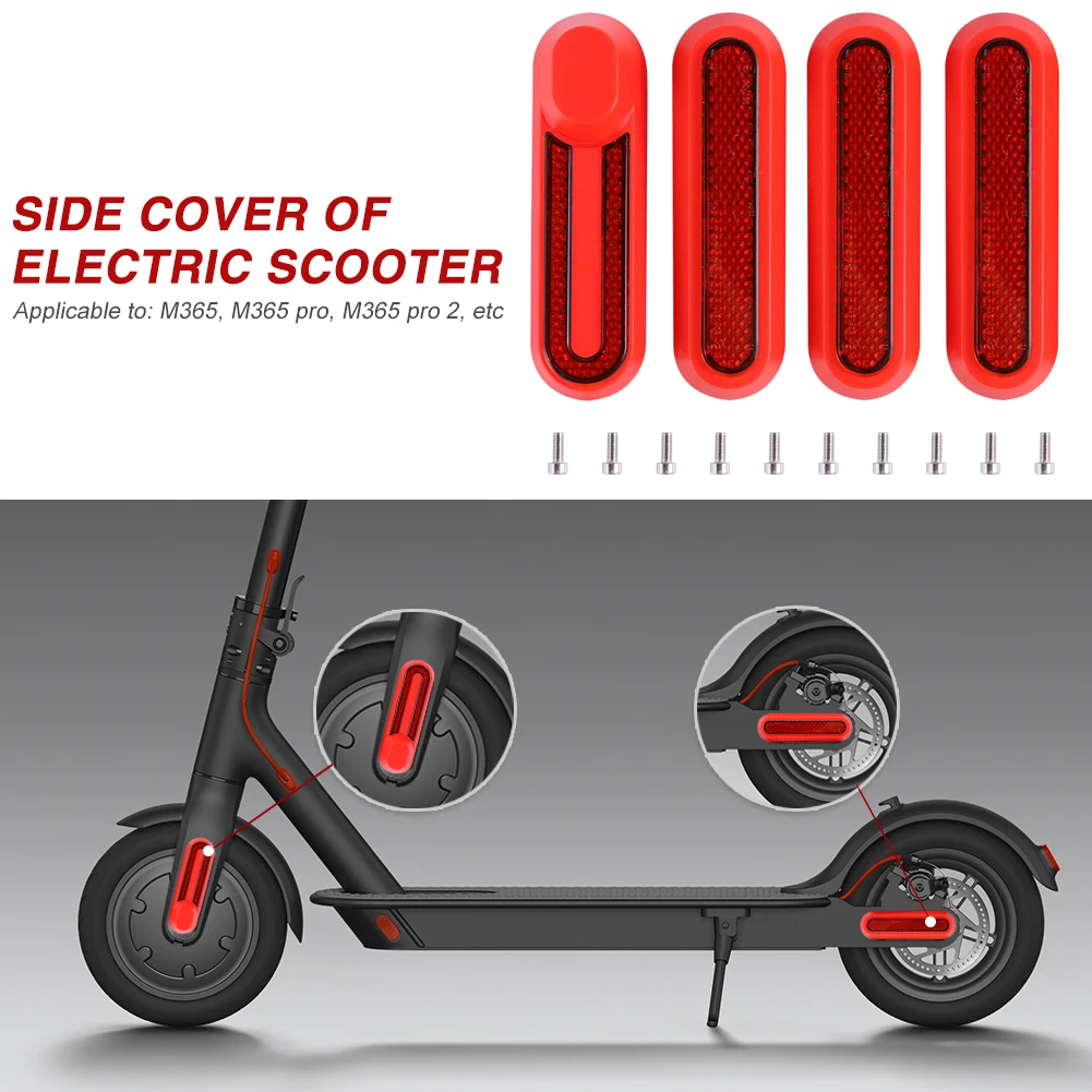 

4 шт. боковая крышка колеса, практичная боковая крышка для электрического скутера, передняя и задняя защитные светоотражающие детали для M365 M365 Pro / Pro 2
