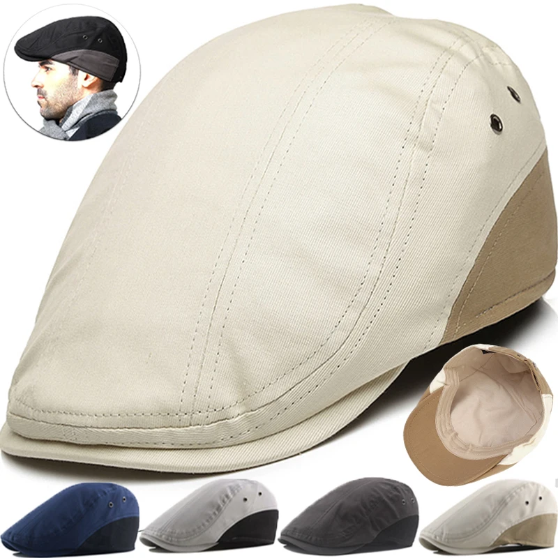 

Classic Newsboy Caps Men Women Berets Hat Vintage Solid Peaked Beret Winter Cotton Flat Cap British Painter Hats Herringbone Hat