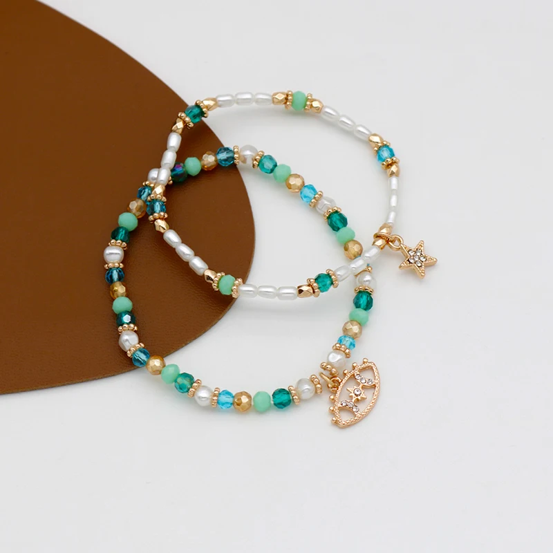 Набор из двух браслетов разных цветов для женщин в богемном стиле новый дизайн