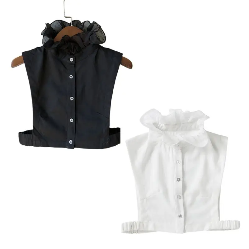 

Корейские милые девушки принцесса стоячий ложный воротник женские пуговицы вниз однотонные