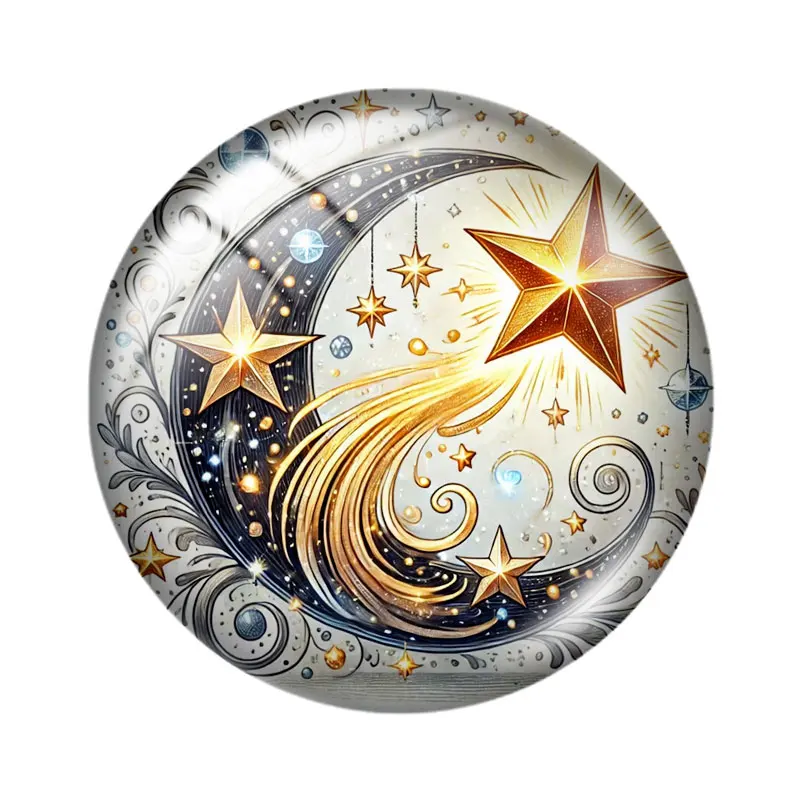 Фото Стеклянные кабошоны Mystic Star Moon 12/18/20/25 мм для браслетов, подвесок, колец, демонстрационных серег, фурнитура для изготовления украшений №2