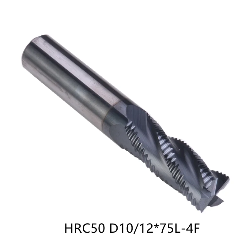 

HRC50 D10/12*75MM 4Flutes tungsten solide Roughing End Mills Spiral Bit Milling Tools Carbide CNC Router bits