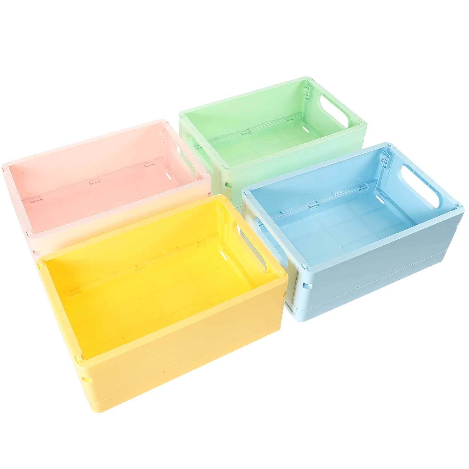 

4 Pcs Plastic Containers Cute Storage Collapsible Crate Practical Foldable Home Use Sundries Organizer Cube Bin Miss Organizers