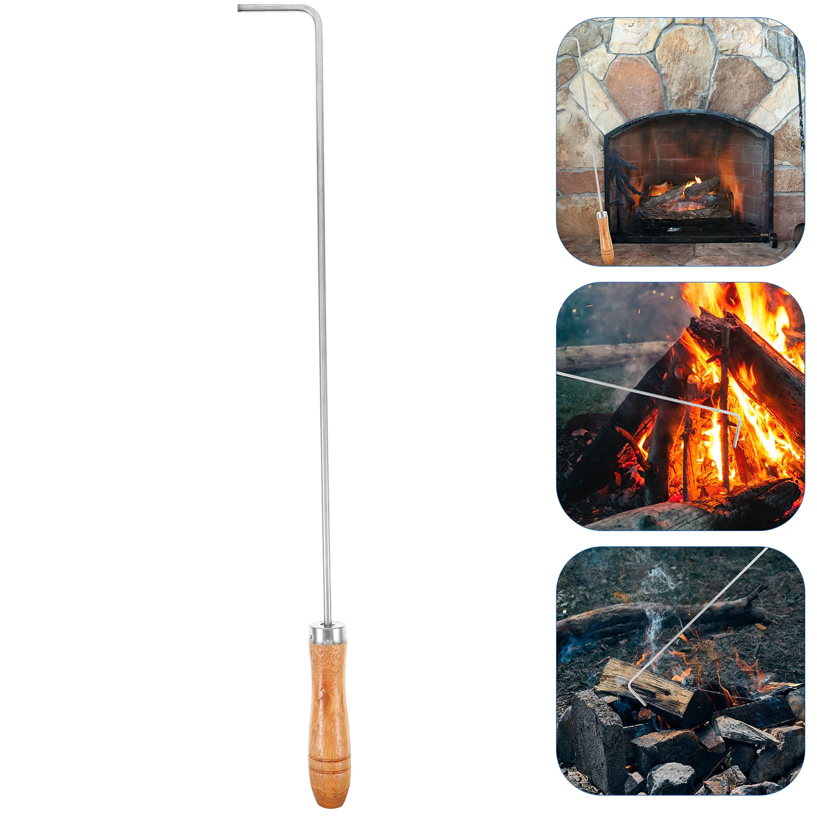 

Fireplace Fire Poker Long Handle Fire Poker Wood Handle Fireplace Poker Handheld Long Fire Poker