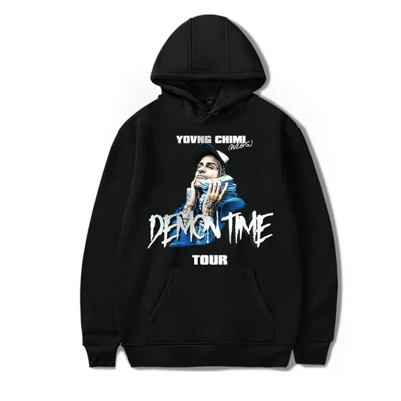 Фото YovngChimi Demon Time Tour толстовка с капюшоном в стиле рэпера 2024, новая модная повседневная толстовка унисекс с длинными рукавами №1