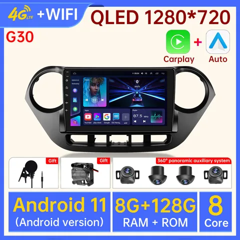 Автомагнитола на Android 11 для Hyundai i10, мультимедийный проигрыватель с GPS-навигацией, 2din, 8-ядерный, 8 + 2013 ГБ, для Hyundai i10 2014, 2016, 2015, 128