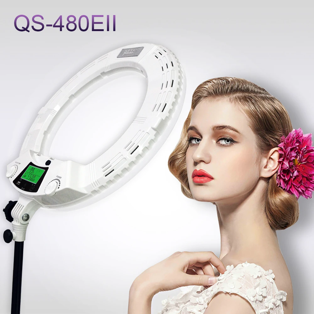 

Yidoblo QS-480EII Photography Selfie Video Ring lamp 18" 480PCS LED Ring Light Bio-Color Remote Adjustable Ring Lamp Kit