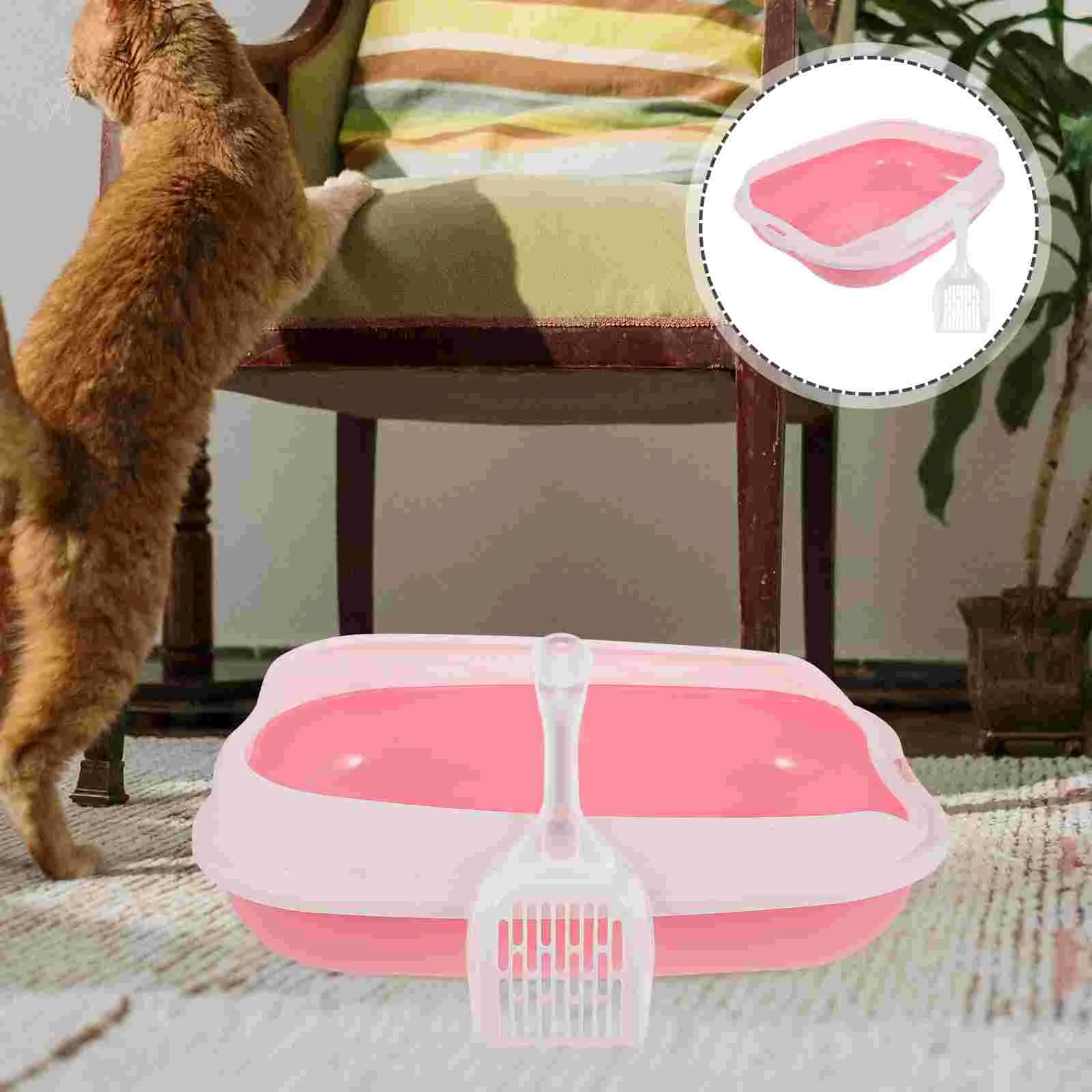 

Cat Litter Box Large Capacity Toilet Kitten Pan Travel Potties Washable Plastic Household Bins