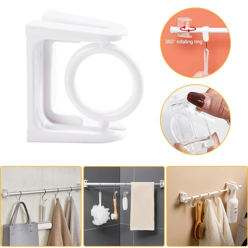 

2Pcs Rotatable Curtain Rod Bracket Self Adhesive Shower Curtain Rod Holder Ring Telescopic Rod Hanger Corner Pole Ring for Bathr