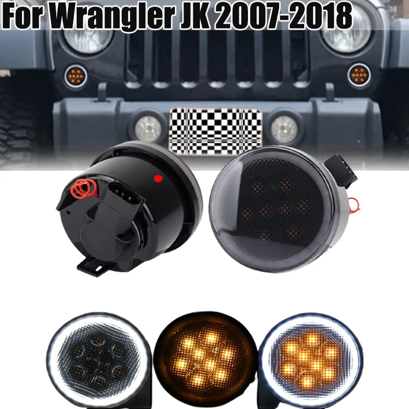 

A Pair 3W 6000K Car LED Front Turn Signal Lights IP68 Daytime Running Light Fit for Wrangler JK 2007-2018