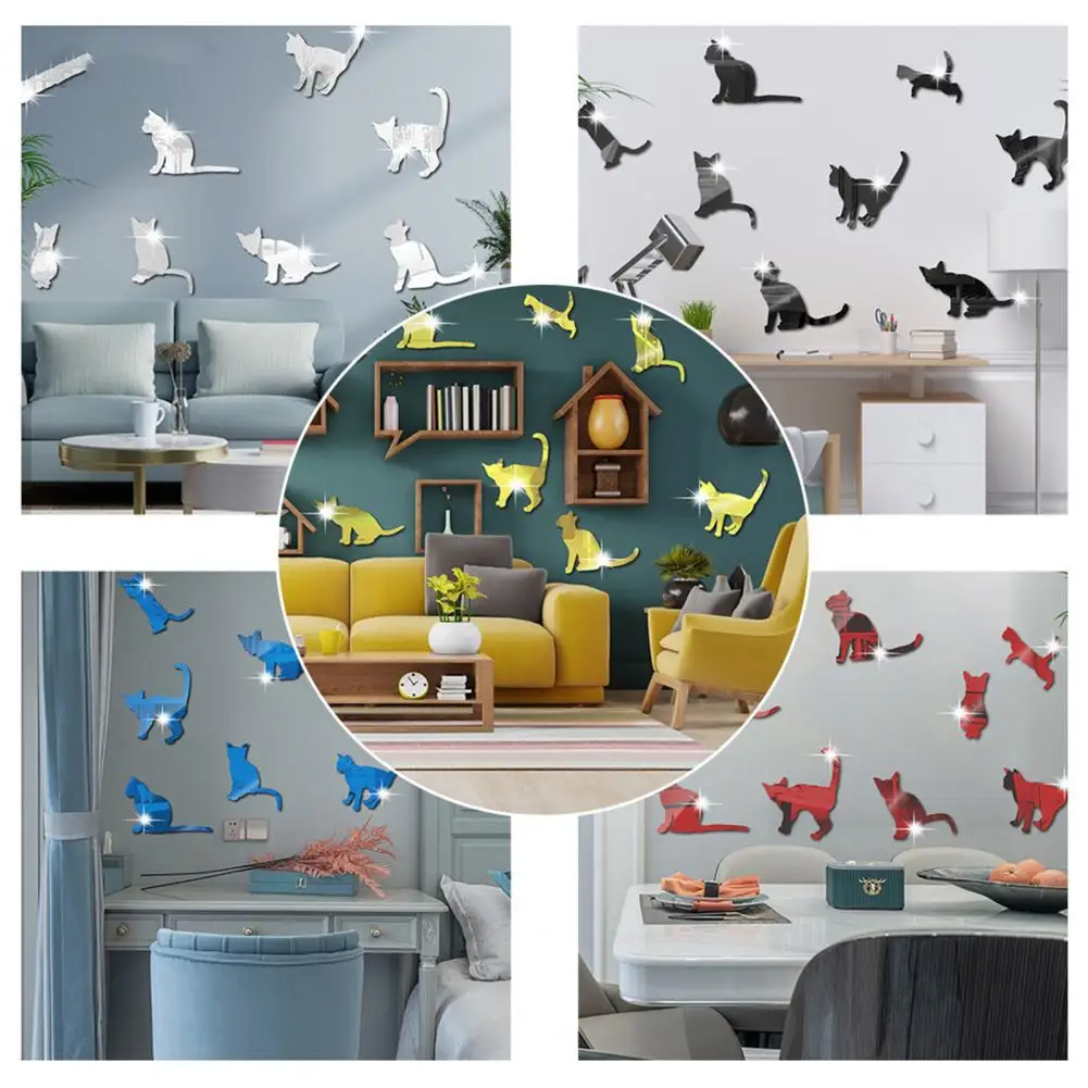 

Fashion Wall Sticker Seamless Reusable Room Decor Mirror Wall Decal Wall Decals Mirror Sticker 9Pcs/Set