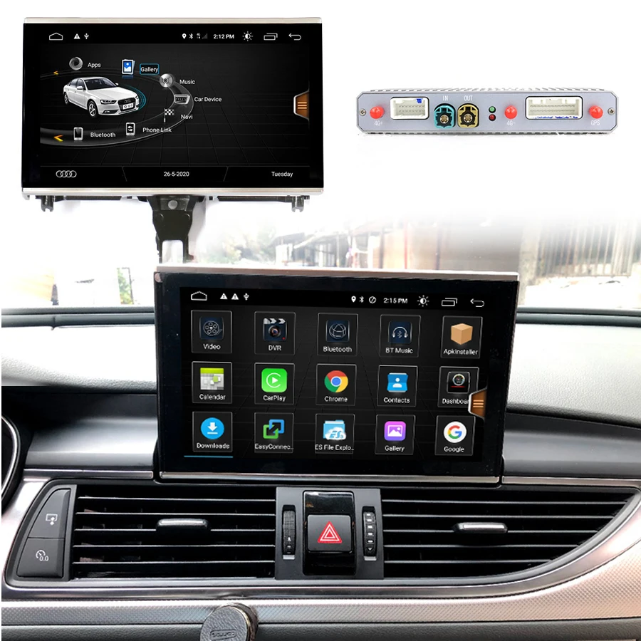 Автомобильный радиоприемник с телескопическим экраном 2Din Android 11 для Audi A6 A7 C7 2009-2017