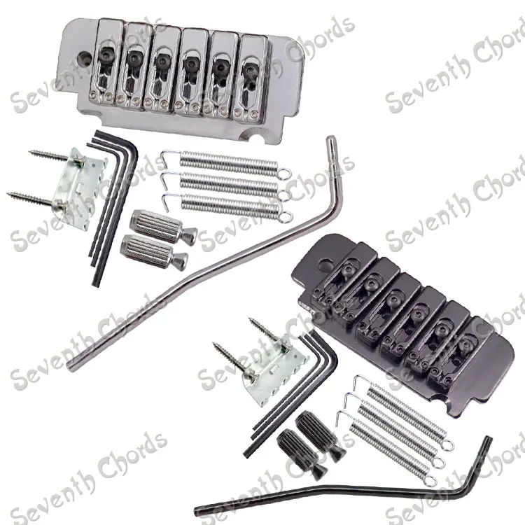 

A Set 6 string Saddle Tremolo Bridge System for Electric Guitar With Heavy Thickened Base - Chrome - Black for choose
