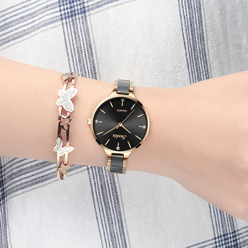 LIGE Top Brand Ladies Watch Luxury Diamond Dial Waterproof Ceramics Women Watches Fashion Quartz Women Wristwatch Montre Femmes