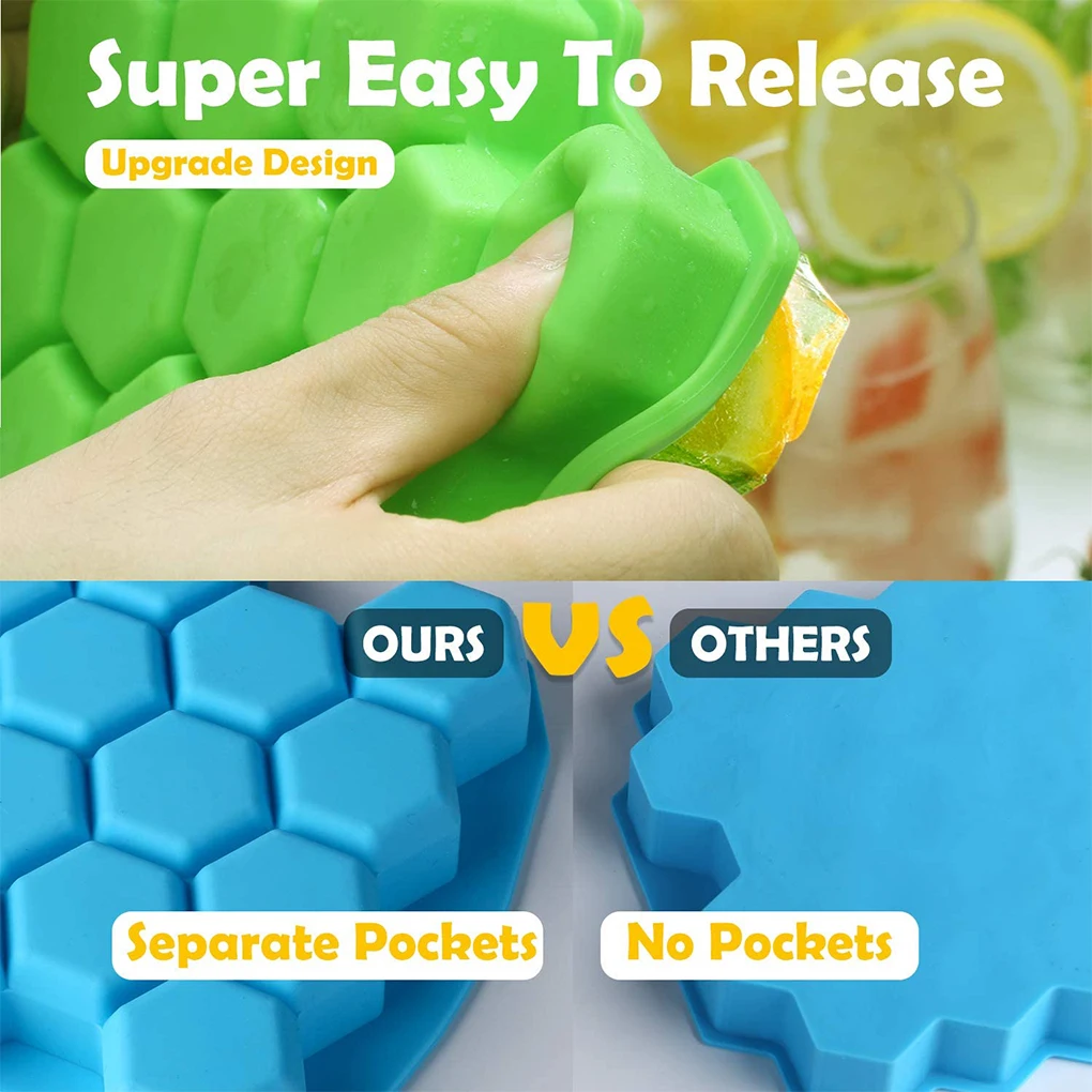 

Форма для льда, зеркальная, шестигранная, с крышкой, 13 ячеек, синяя, 37 ячеек