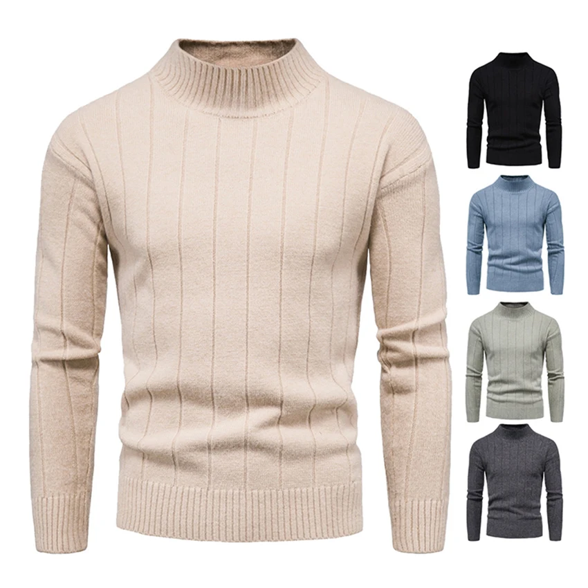 

Men's Round-neck Pullover T-shirt Autumn and Winter Solid Color Slim Fashion Sweater Men Clothing Knitwear