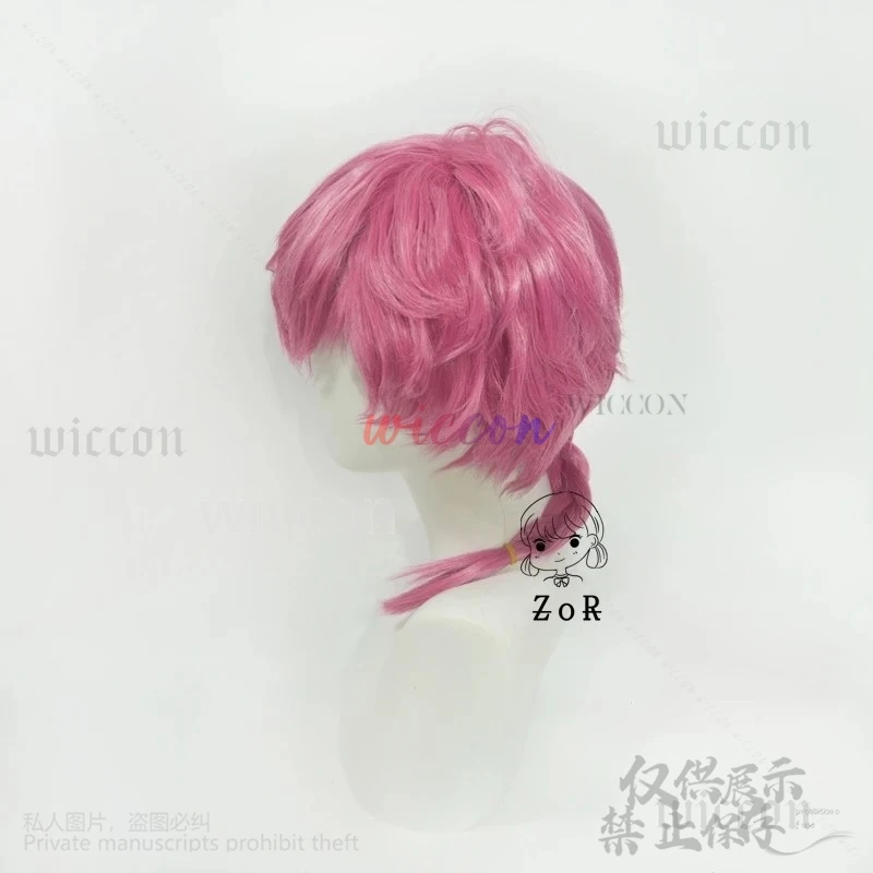 Ranma Saotome Косплей Парик Аниме 1/2 Темно-Розовый Хвост Волосы Черное Волокно +