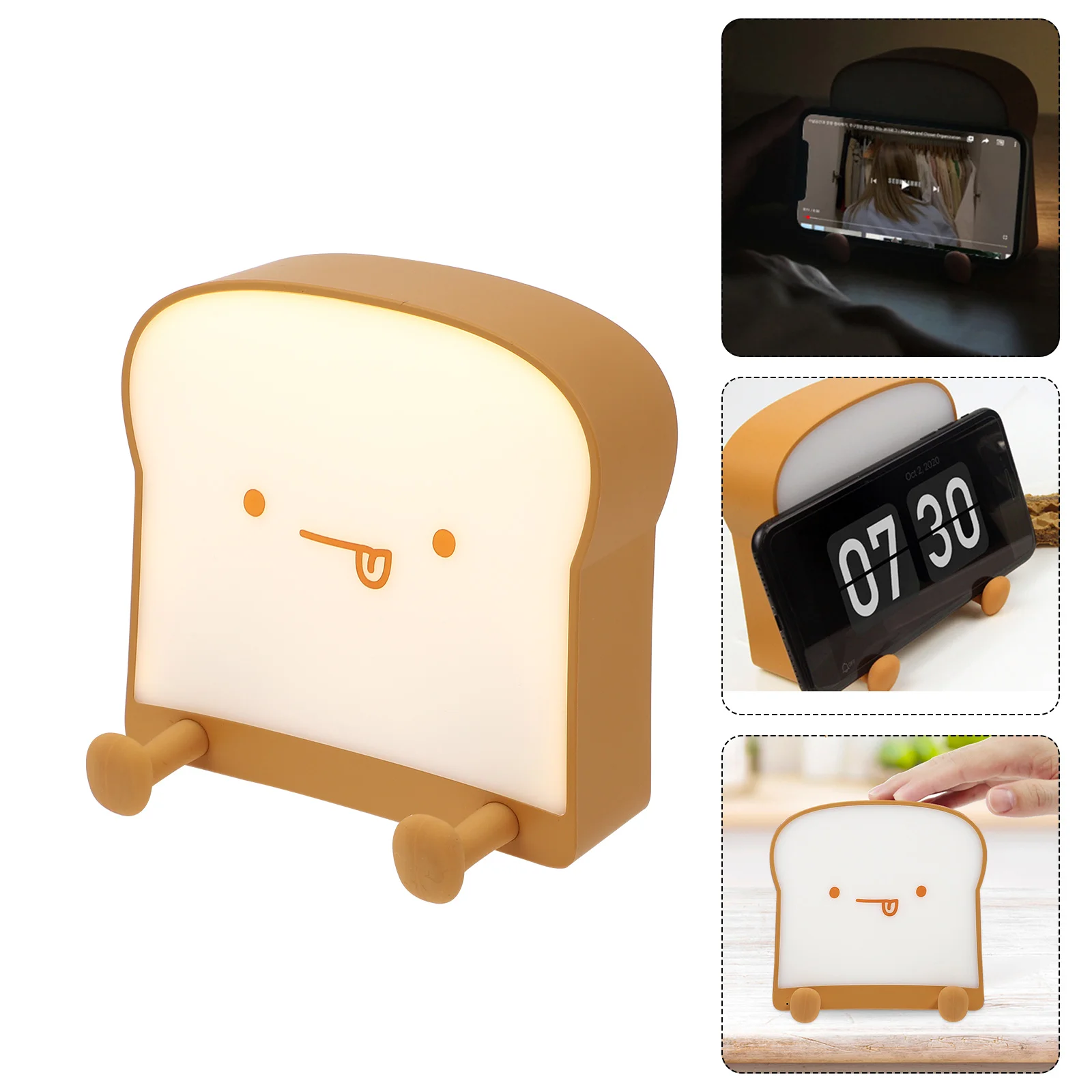 

Patting Light Toast Shape Stepless Dimming Adorable Desktop Night Light