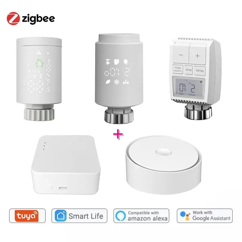 

Умный привод радиатора Tuya ZigBee3.0, программируемый термостатический клапан радиатора, контроллер температуры, работает с Alexa