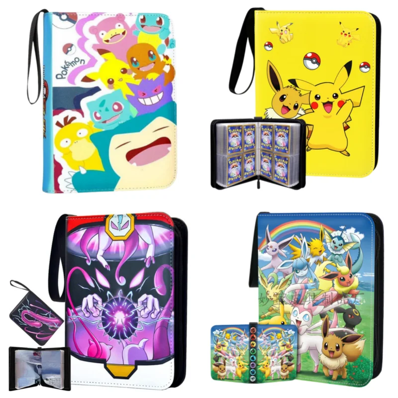 

400pcs New Pokemon Anime Cartoon Game Collection Card Holder Card Bag Book Eevee Zipper Binder Children's Toys Birthday Gift