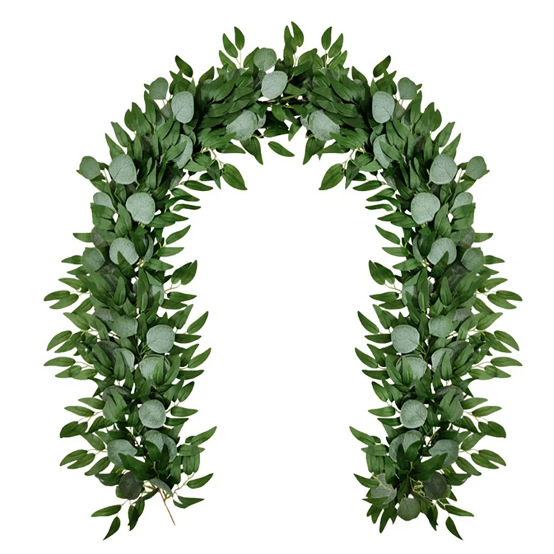 LJL-Artificial Eucalyptus And Willow Vines Faux Garland Ivy For Wedding Backdrop Arch Wall Decor Table Runner Vine