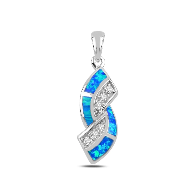 

Silver 925 Sterling Opal & Zircon Crystal Pendant