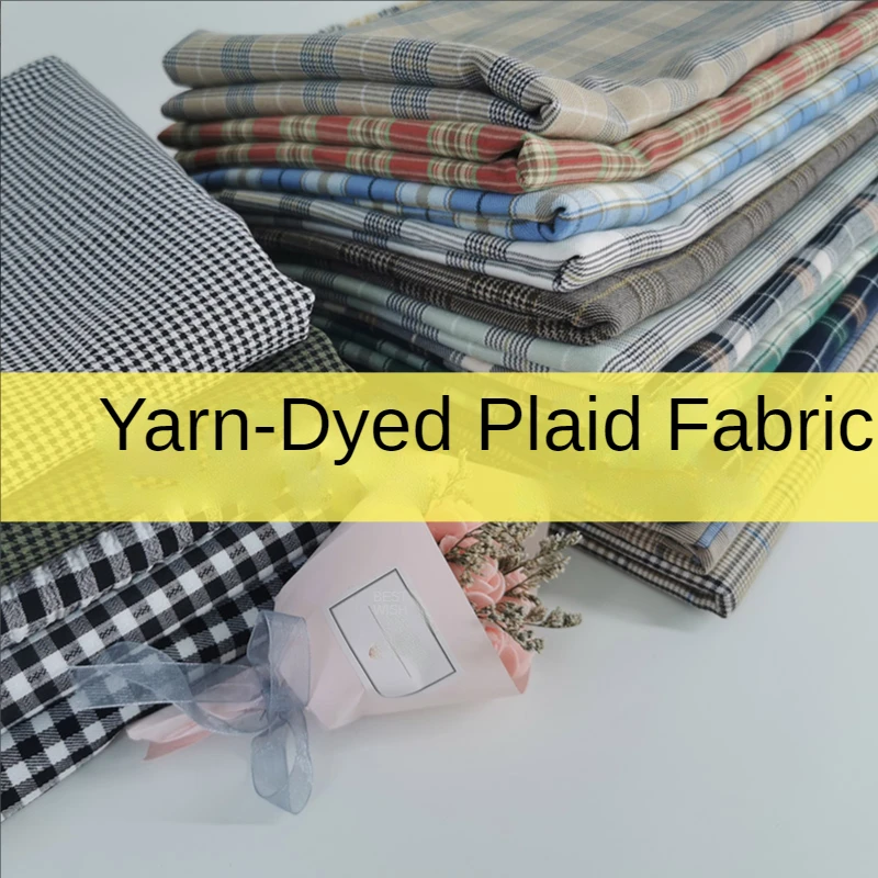 

Single-sided Micro-elastic Plaid Fabric By The Meter for Clothing Suits Sewing Drape Thick Vintage British Style Yarn-dyed Cloth