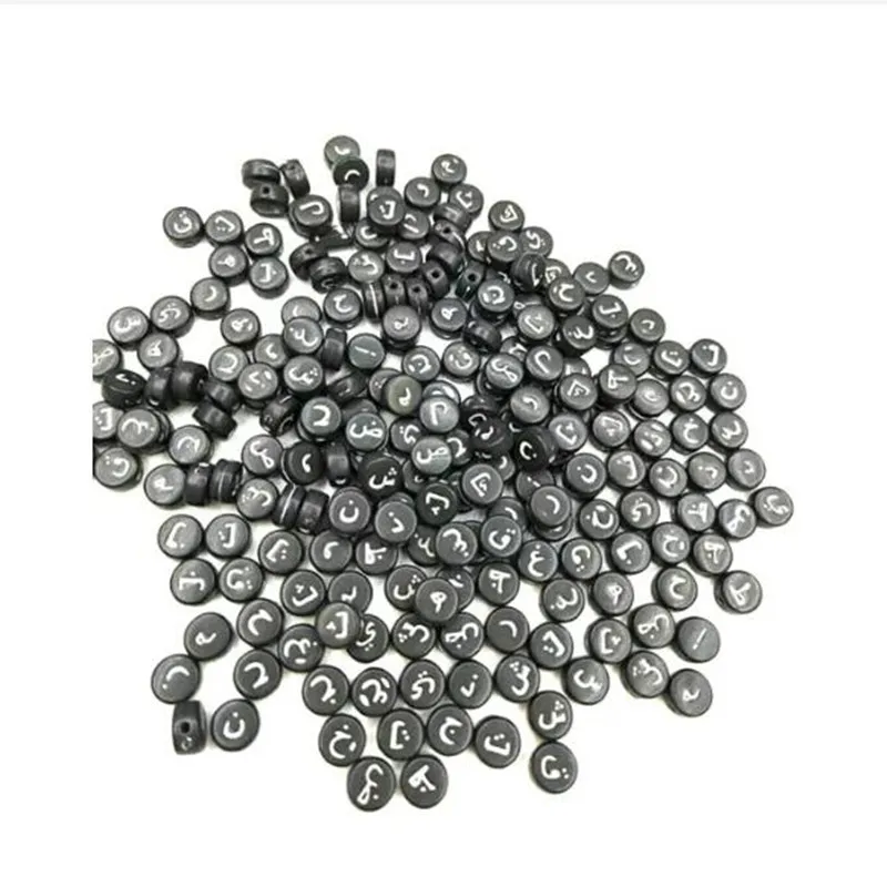 Модные круглые акриловые бусины с арабским алфавитом DIY разноцветные буквы