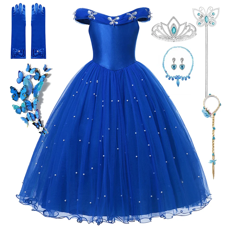 

Disney Girls Party Dresses Cinderella Princess Dress Up Christmas Kids Party Gown Girls Evening Dresses for Wedding Birthday
